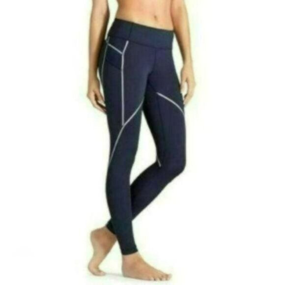 Athleta Reflective Stride Women's Small Blue Mid Rise Ankle Athletic Leggings - Picture 1 of 11